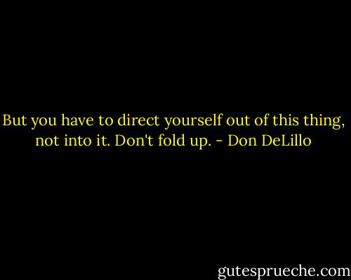 But you have to direct yourself out of this thing, not into it. Don't fold up. - Don DeLillo