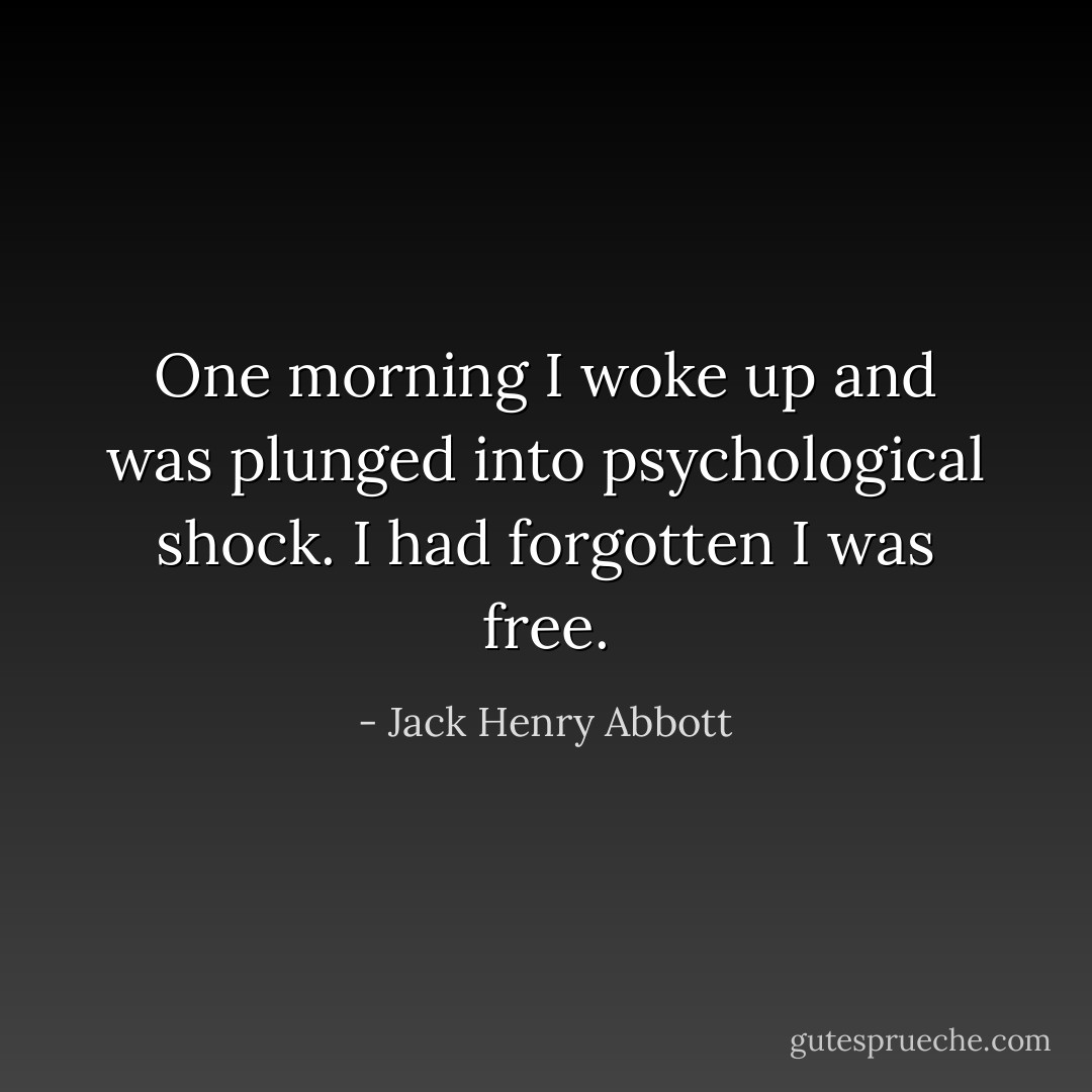 One morning I woke up and was plunged into psychological shock. I had forgotten I was free. - Jack Henry Abbott