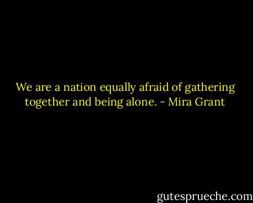 We are a nation equally afraid of gathering together and being alone. - Mira Grant