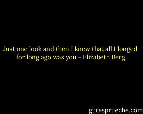 Just one look and then I knew that all I longed for long ago was you - Elizabeth Berg