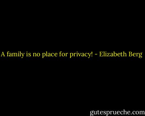 A family is no place for privacy! - Elizabeth Berg