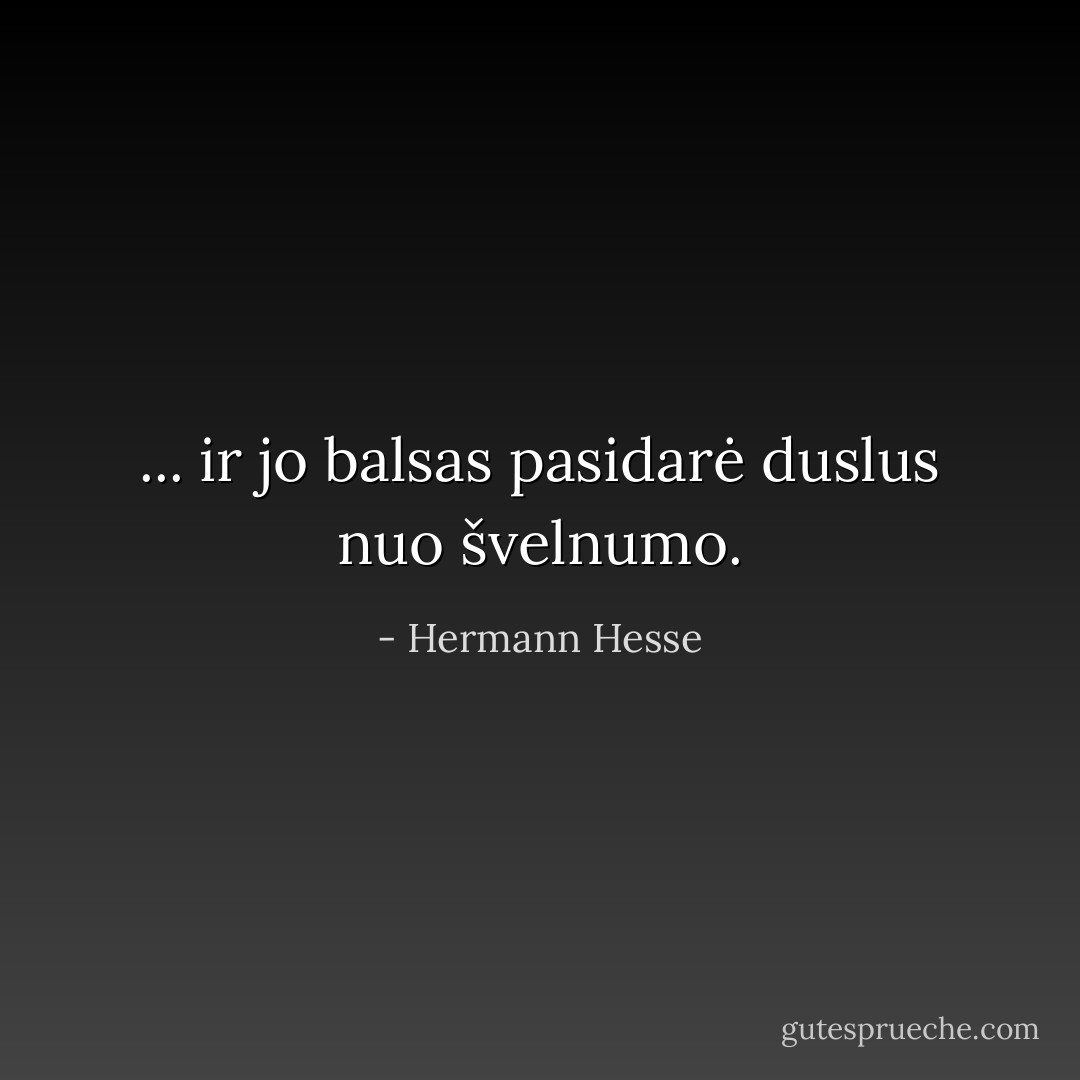 ... ir jo balsas pasidarė duslus nuo švelnumo. - Hermann Hesse