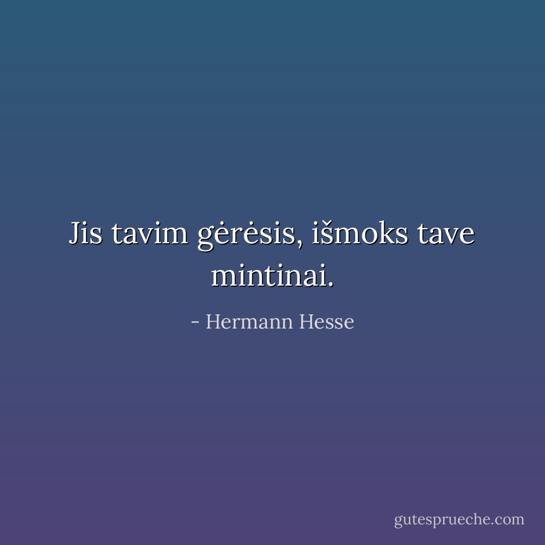 Jis tavim gėrėsis, išmoks tave mintinai. - Hermann Hesse