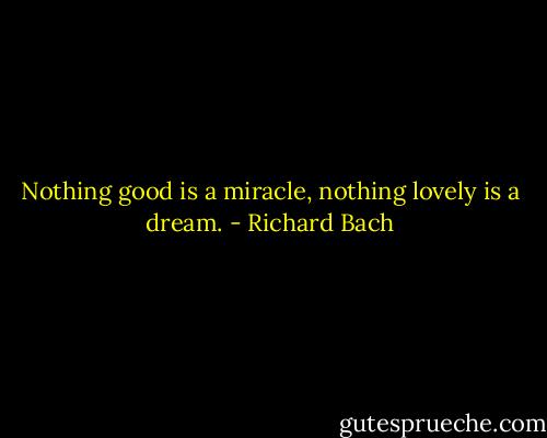 Nothing good is a miracle, nothing lovely is a dream. - Richard Bach