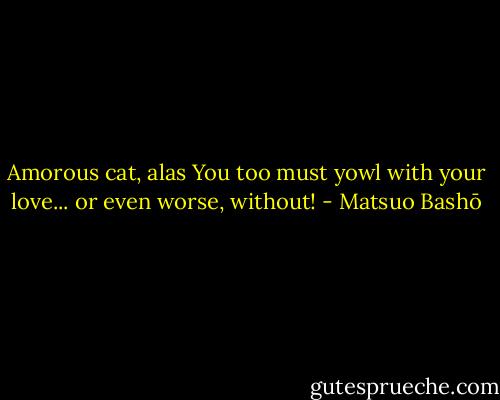 Amorous cat, alas<br />You too must yowl with your love...<br />or even worse, without! - Matsuo Bashō