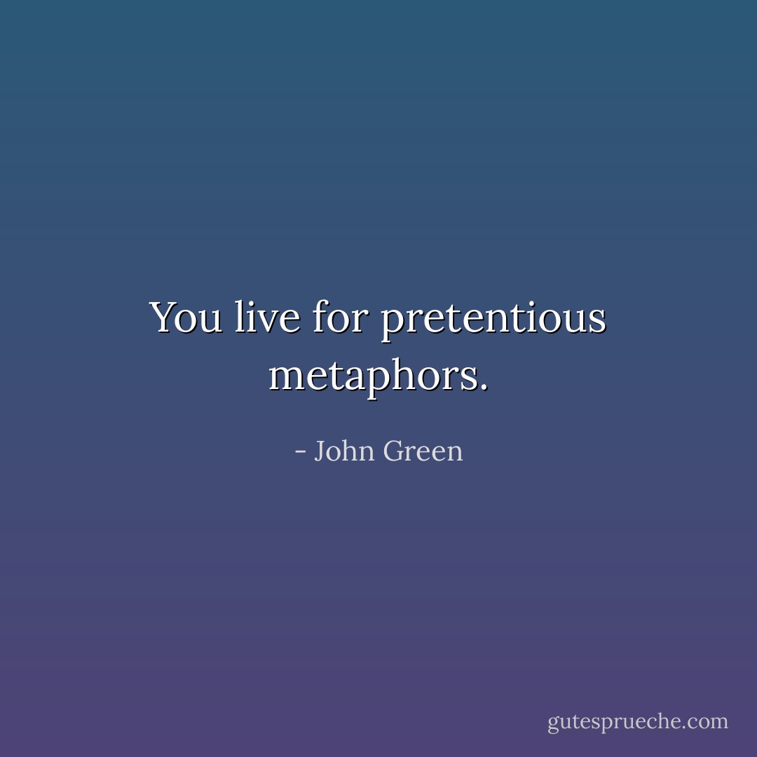 You live for pretentious metaphors. - John Green