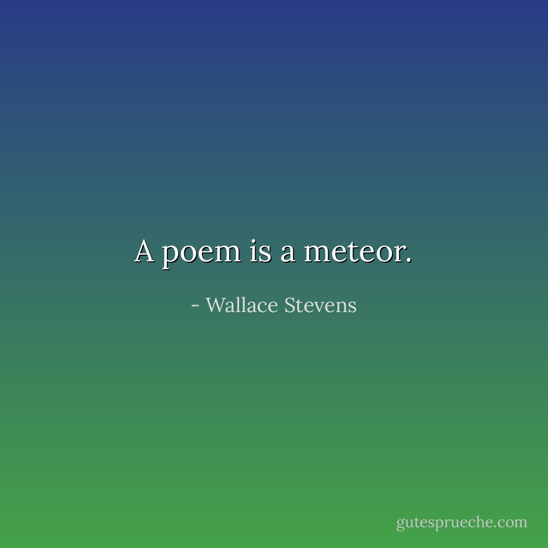 A poem is a meteor. - Wallace Stevens