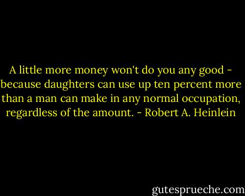A little more money won't do you any good - because daughters can use up ten percent more than a man can make in any normal occupation, regardless of the amount. - Robert A. Heinlein