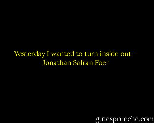 Yesterday I wanted to turn inside out. - Jonathan Safran Foer
