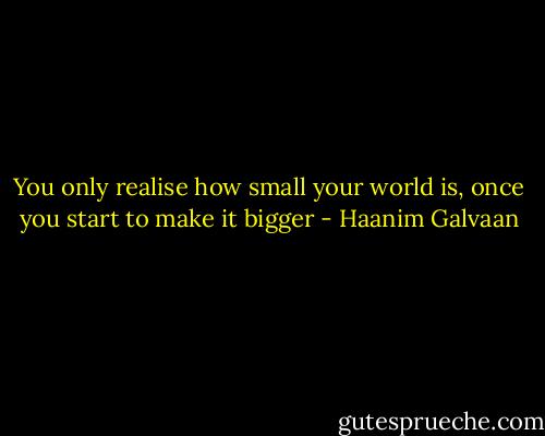 You only realise how small your world is, once you start to make it bigger - Haanim Galvaan