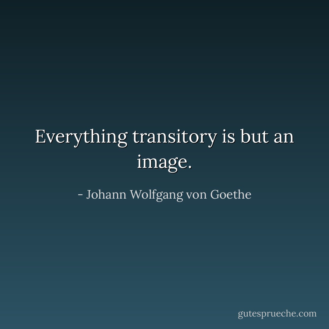 Everything transitory is but an image. - Johann Wolfgang von Goethe