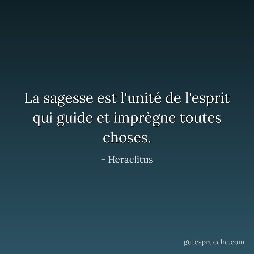 La sagesse est l'unité de l'esprit qui guide et imprègne toutes choses. - Heraclitus
