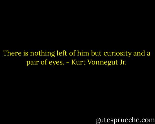 There is nothing left of him but curiosity and a pair of eyes. - Kurt Vonnegut Jr.