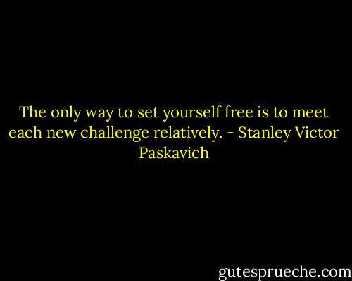 The only way to set yourself free is to meet each new challenge relatively. - Stanley Victor Paskavich