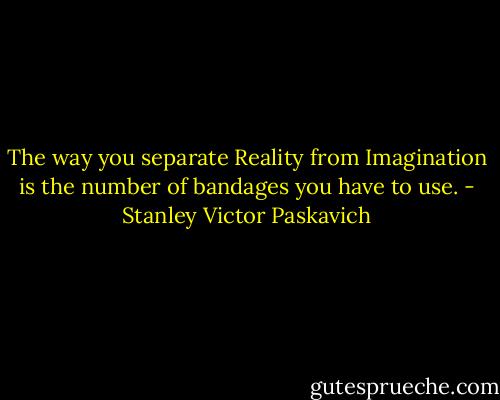 The way you separate Reality from Imagination is the number of bandages you have to use. - Stanley Victor Paskavich