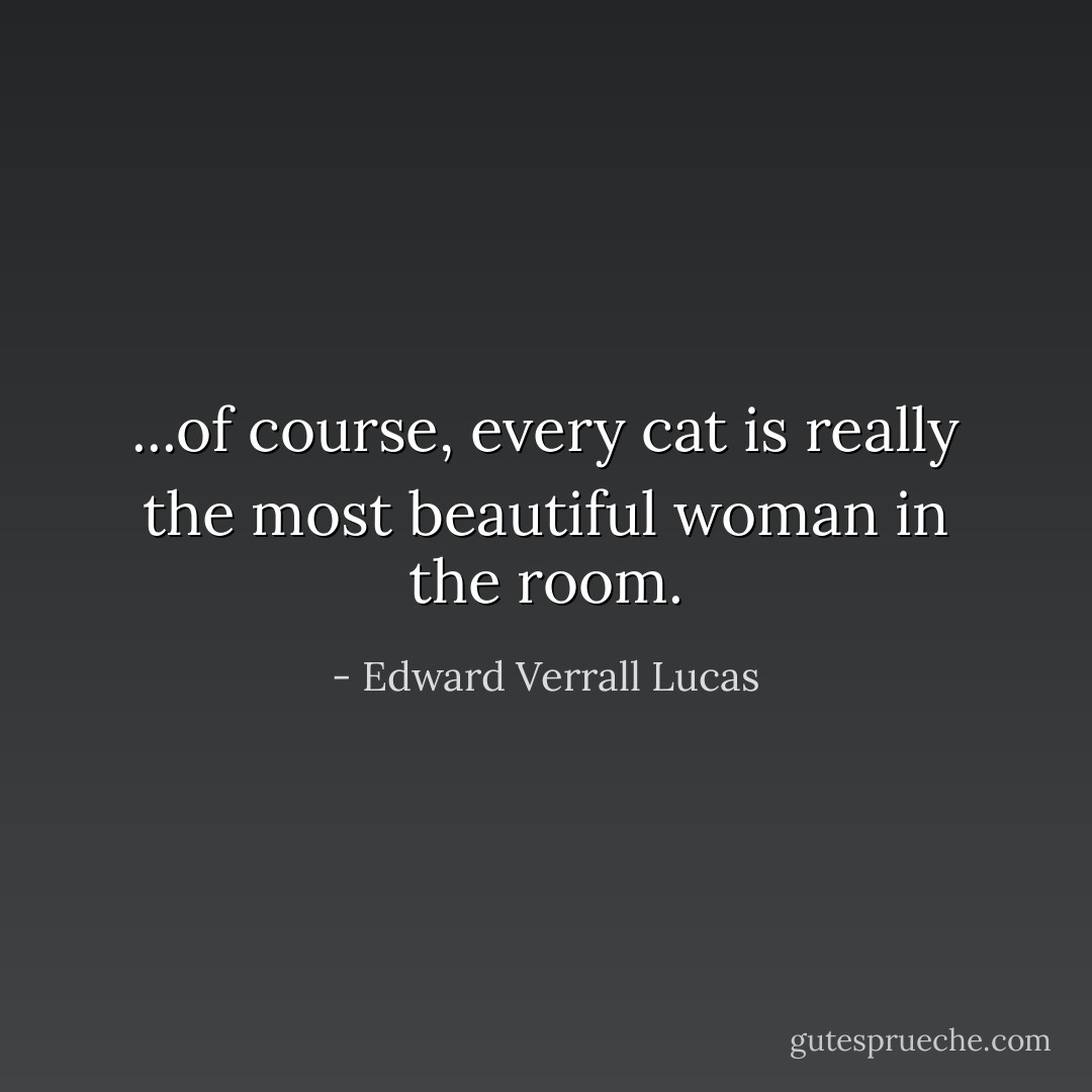 ...of course, every cat is really the most beautiful woman in the room. - Edward Verrall Lucas