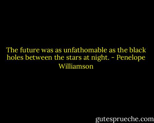 The future was as unfathomable as the black holes between the stars at night. - Penelope Williamson