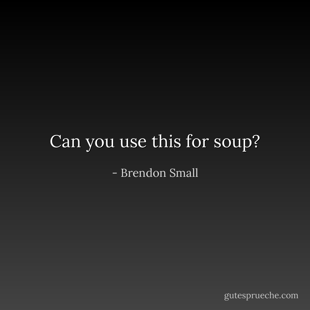 Can you use this for soup? - Brendon Small