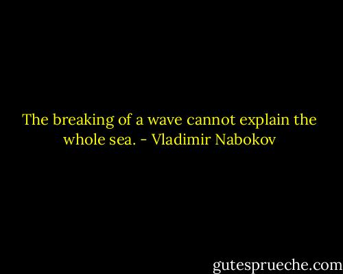 The breaking of a wave cannot explain the whole sea. - Vladimir Nabokov