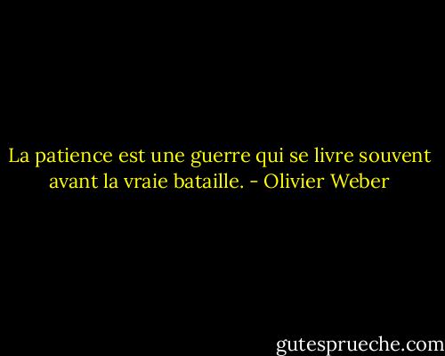 La patience est une guerre qui se livre souvent avant la vraie bataille. - Olivier Weber