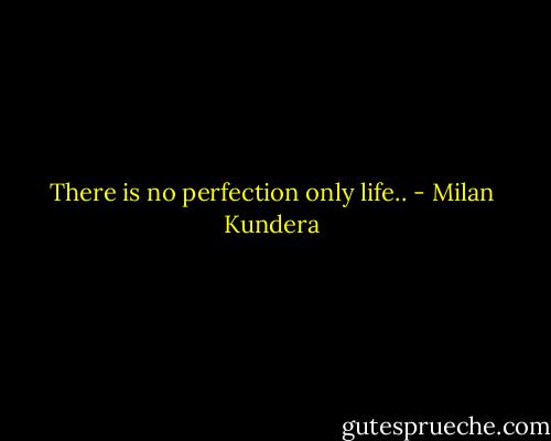 There is no perfection only life.. - Milan Kundera