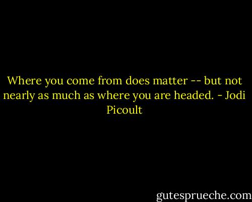 Where you come from does matter -- but not nearly as much as where you are headed. - Jodi Picoult