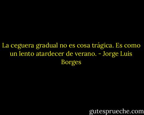 La ceguera gradual no es cosa trágica. Es como un lento atardecer de verano. - Jorge Luis Borges