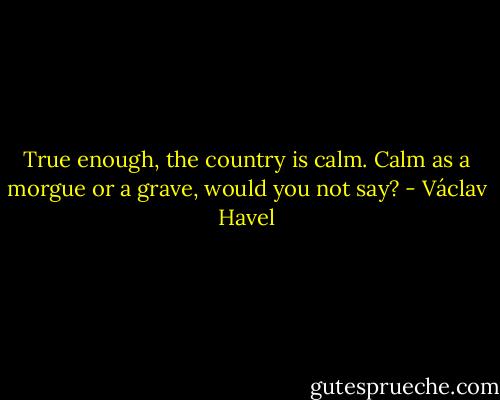 True enough, the country is calm. Calm as a morgue or a grave, would you not say? - Václav Havel