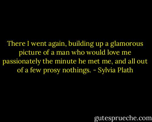 There I went again, building up a glamorous picture of a man who would love me passionately the minute he met me, and all out of a few prosy nothings. - Sylvia Plath