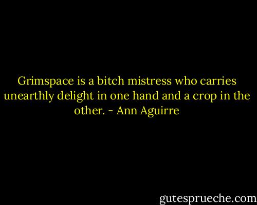 Grimspace is a bitch mistress who carries unearthly delight in one hand and a crop in the other. - Ann Aguirre