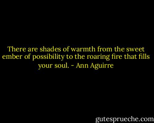 There are shades of warmth from the sweet ember of possibility to the roaring fire that fills your soul. - Ann Aguirre