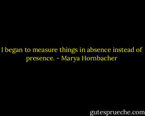 I began to measure things in absence instead of presence. - Marya Hornbacher