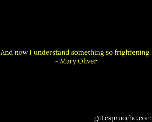 And now I understand something so frightening  - Mary Oliver