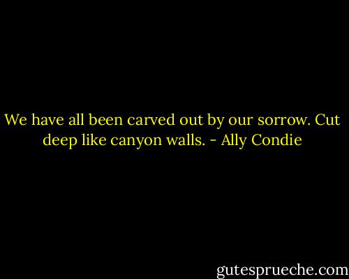 We have all been carved out by our sorrow. Cut deep like canyon walls. - Ally Condie