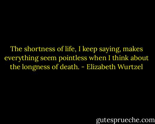 The shortness of life, I keep saying, makes everything seem pointless when I think about the longness of death. - Elizabeth Wurtzel