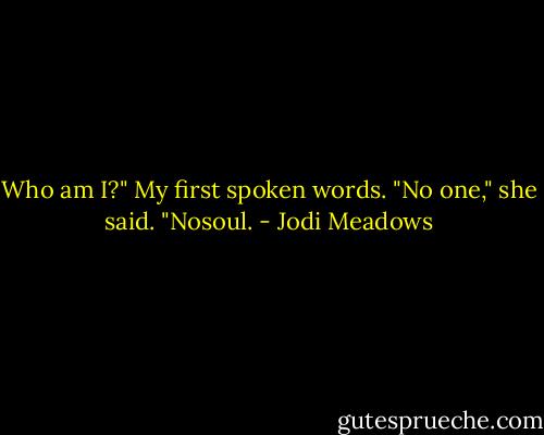 Who am I?" My first spoken words.<br />"No one," she said. "Nosoul. - Jodi Meadows