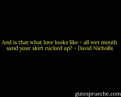 And is that what love looks like - all wet mouth sand your skirt rucked up? - David Nicholls