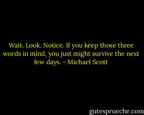Wait. Look. Notice. If you keep those three words in mind, you just might survive the next few days. - Michael Scott
