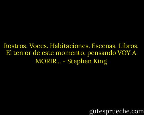Rostros. Voces. Habitaciones. Escenas. Libros. El terror de este momento, pensando VOY A MORIR... - Stephen King