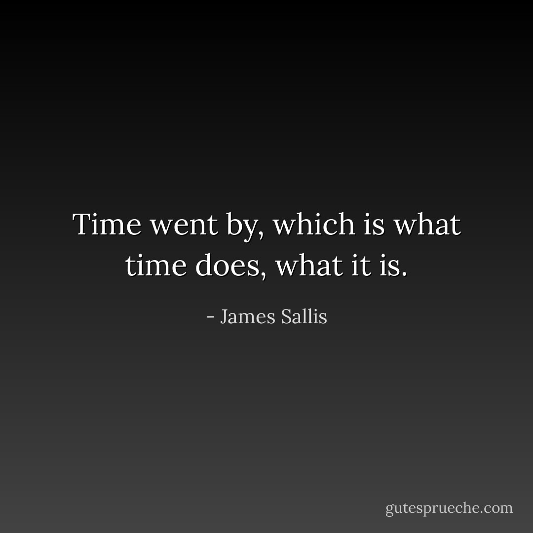Time went by, which is what time does, what it is. - James Sallis