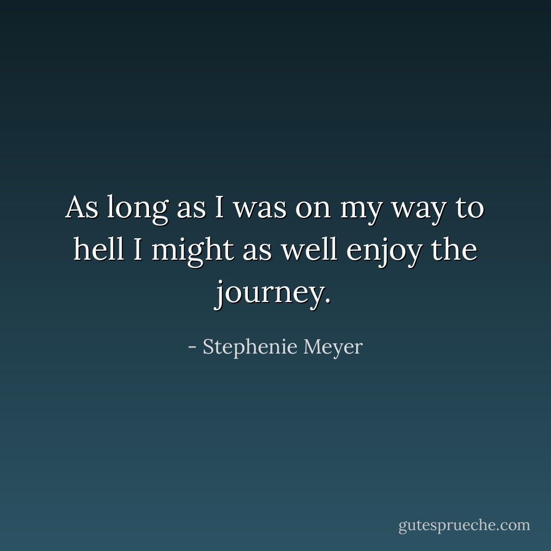 As long as I was on my way to hell I might as well enjoy the journey. - Stephenie Meyer