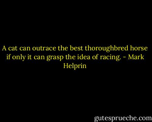 A cat can outrace the best thoroughbred horse if only it can grasp the idea of racing. - Mark Helprin
