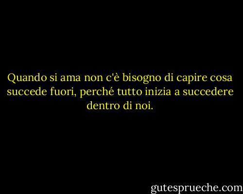 Quando si ama non c'è bisogno di capire cosa succede fuori, perché tutto inizia a succedere dentro di noi. - Paulo Coelho