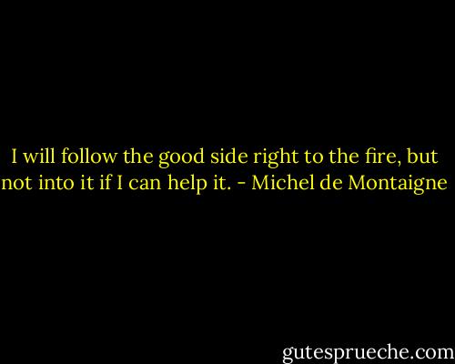 I will follow the good side right to the fire, but not into it if I can help it. - Michel de Montaigne