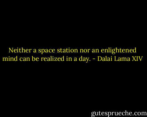 Neither a space station nor an enlightened mind can be realized in a day. - Dalai Lama XIV