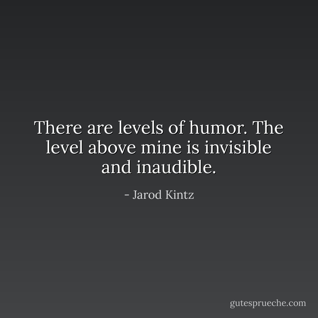 There are levels of humor. The level above mine is invisible and inaudible. - Jarod Kintz
