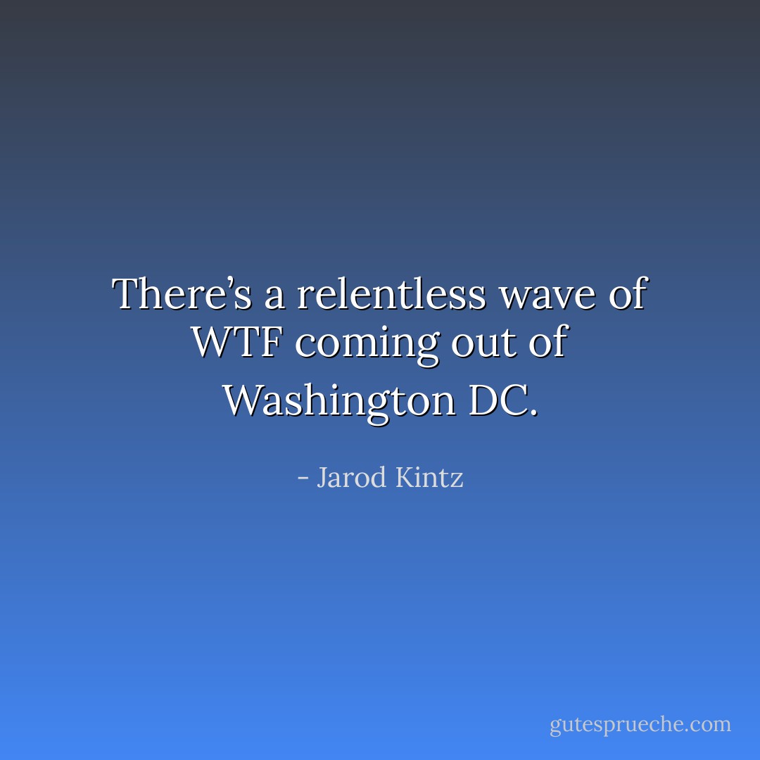 There’s a relentless wave of WTF coming out of Washington DC. - Jarod Kintz
