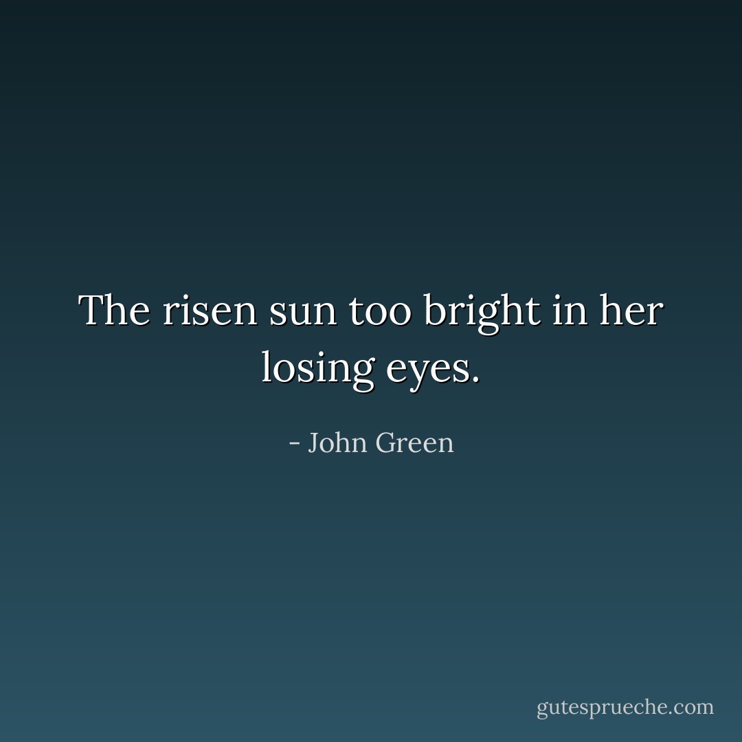 The risen sun too bright in her losing eyes. - John Green