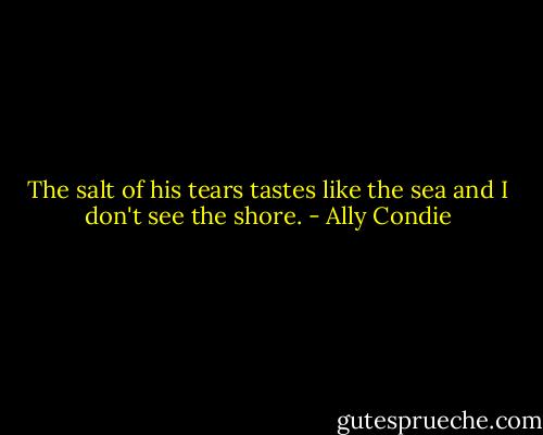 The salt of his tears tastes like the sea and I don't see the shore. - Ally Condie
