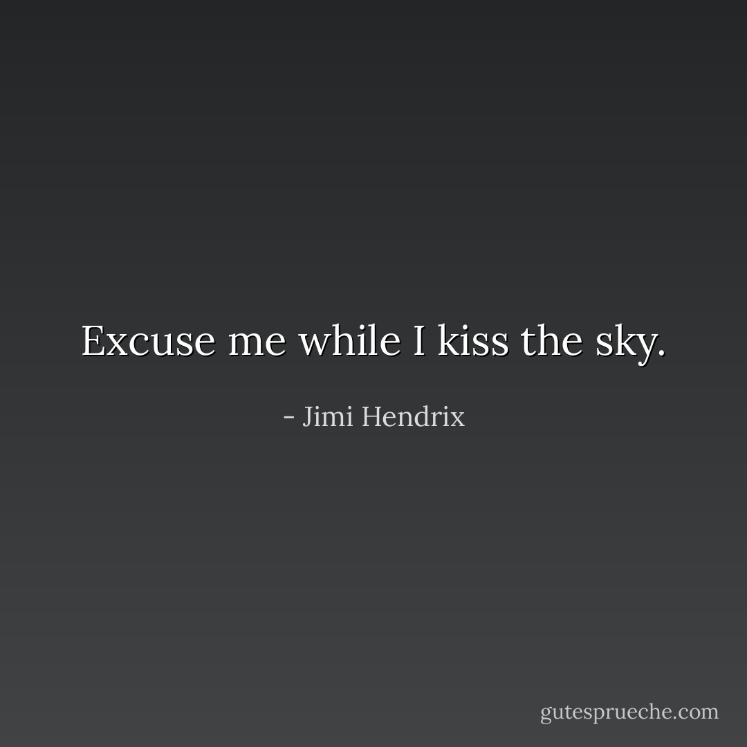 Excuse me while I kiss the sky. - Jimi Hendrix